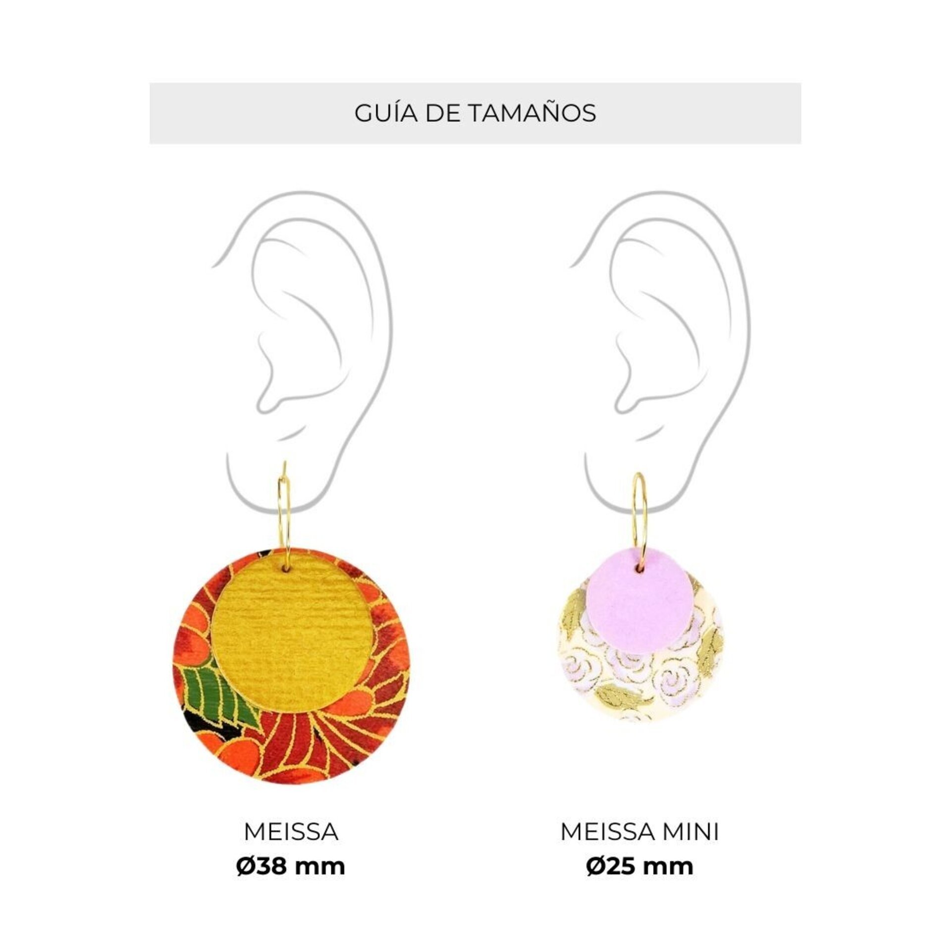 MEISSA MINI | Pendientes medianos de aro con círculos combinables de papel - 4