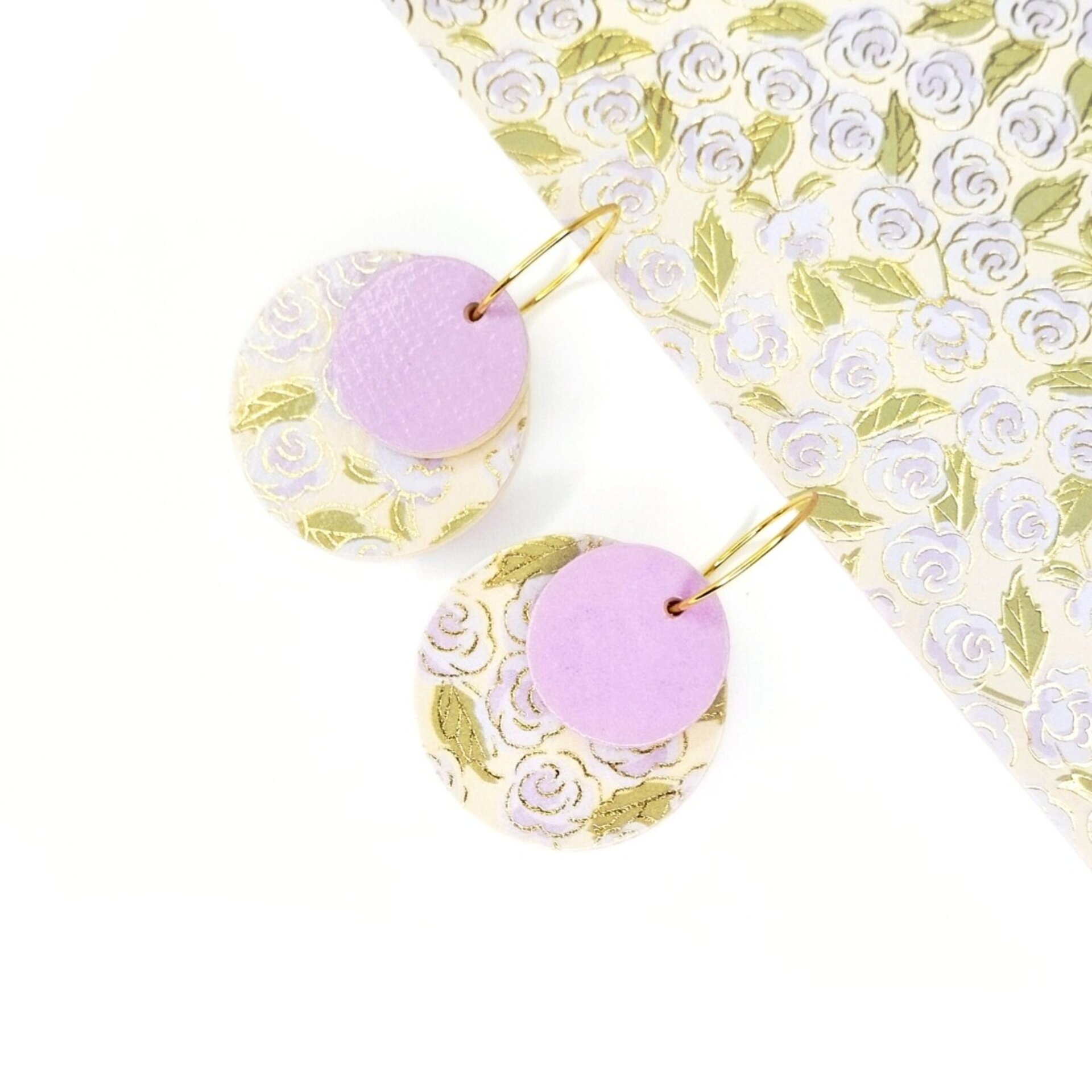 MEISSA MINI | Pendientes medianos de aro con círculos combinables de papel - 2