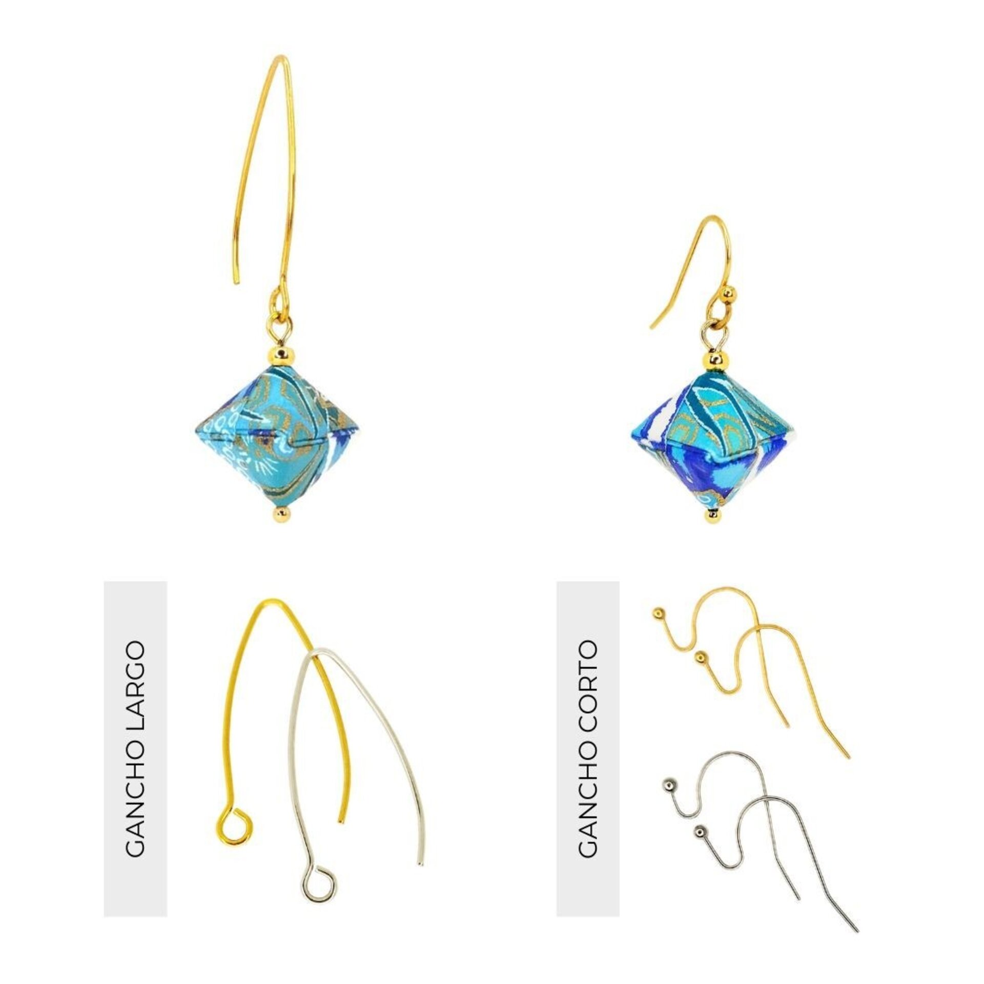 ANABEL | Conjunto de pendientes largos y collar con cuenta de papel - 3