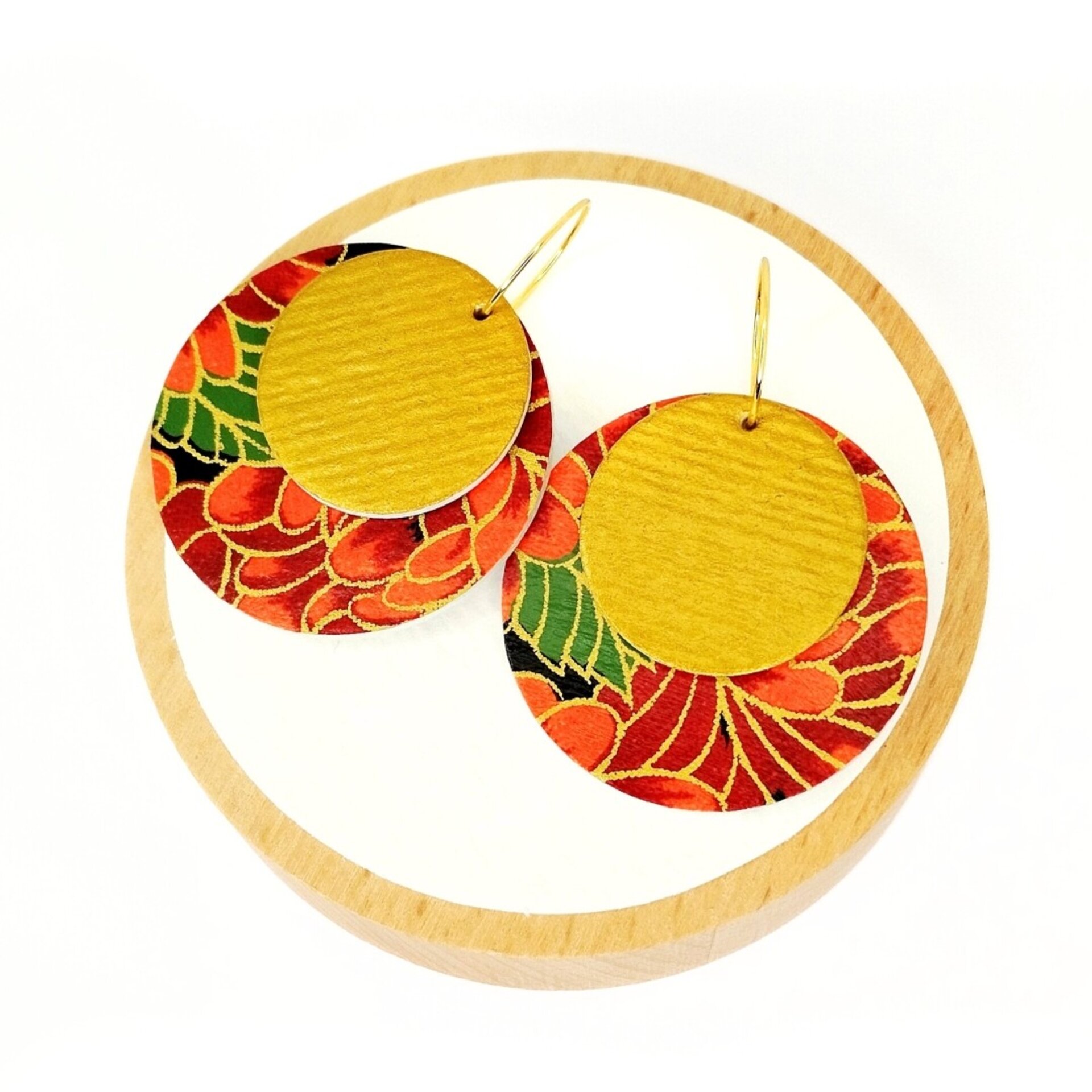 MEISSA | Pendientes grandes de aro con círculos combinables de papel - 7