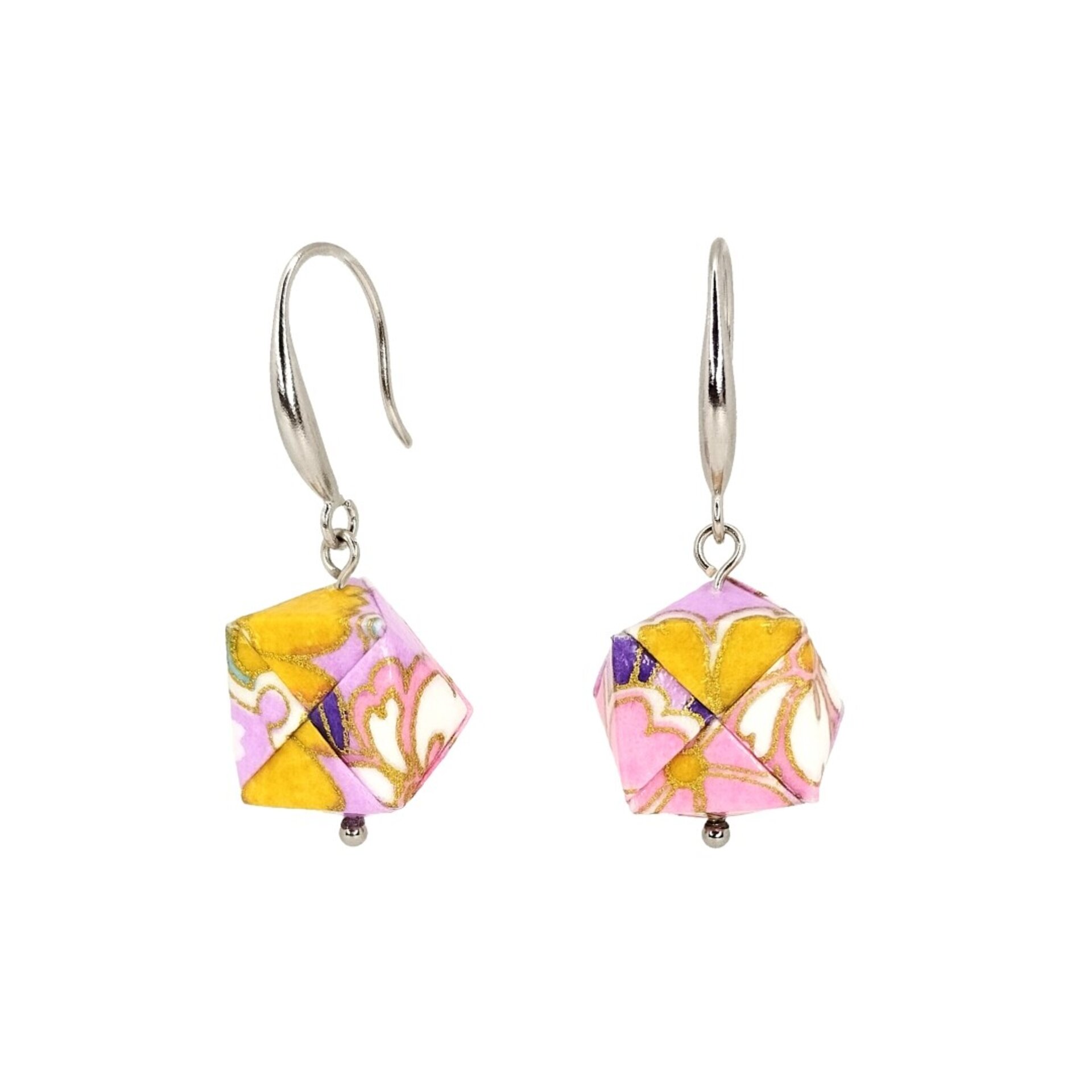 DENEB | Pendientes medianos de gancho con prisma cuadrado de papel - 5