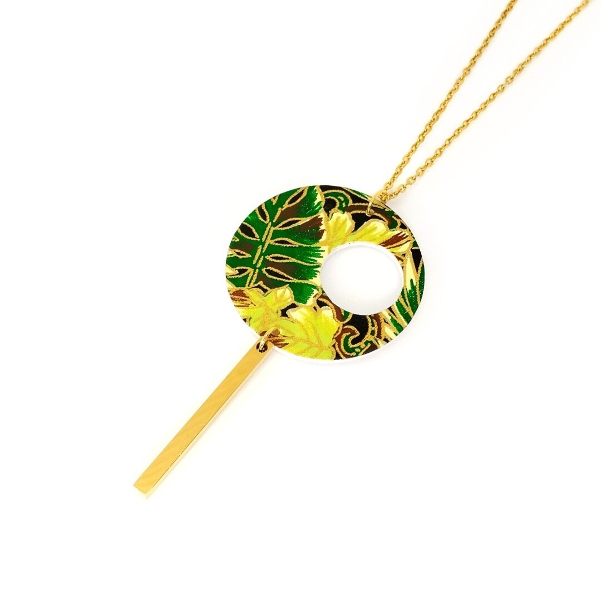 REGULUS | Collar largo de acero inoxidable con círculo de papel - 5