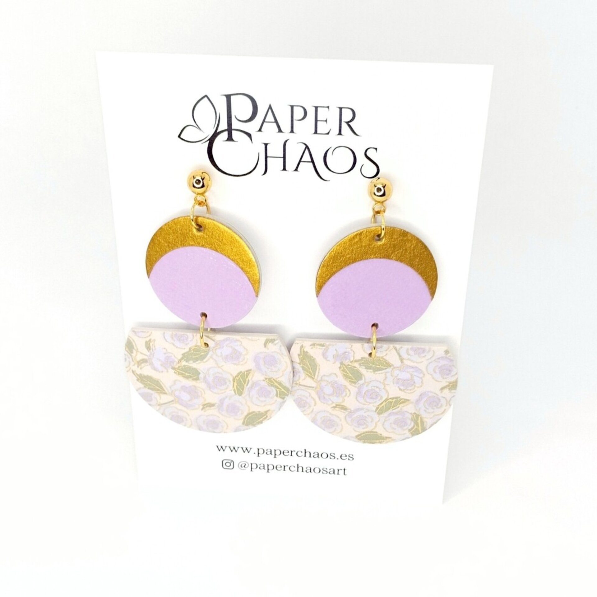 CARINA | Pendientes grandes de presión con piezas de papel reciclado - 2