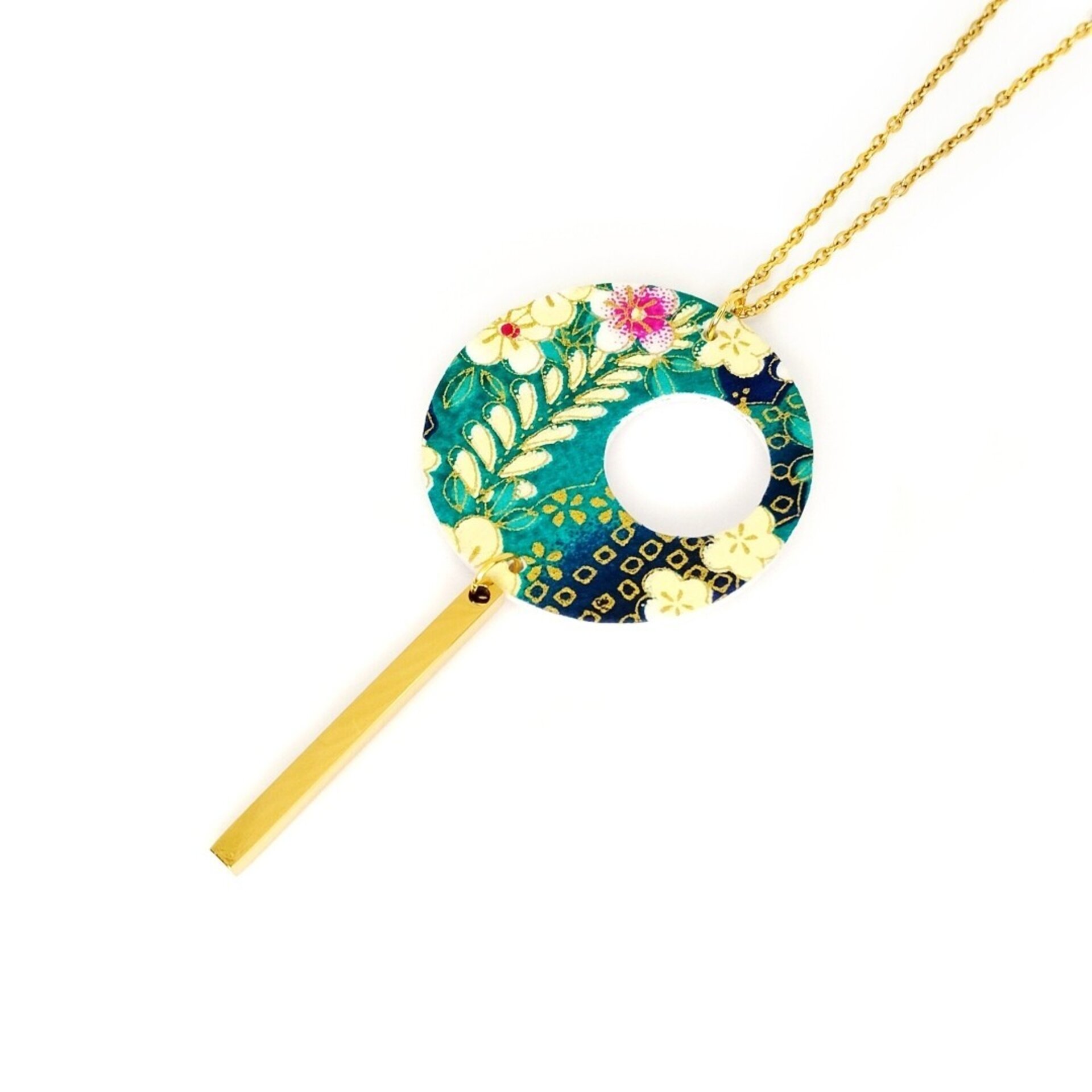 REGULUS | Collar largo de acero inoxidable con círculo de papel - 6