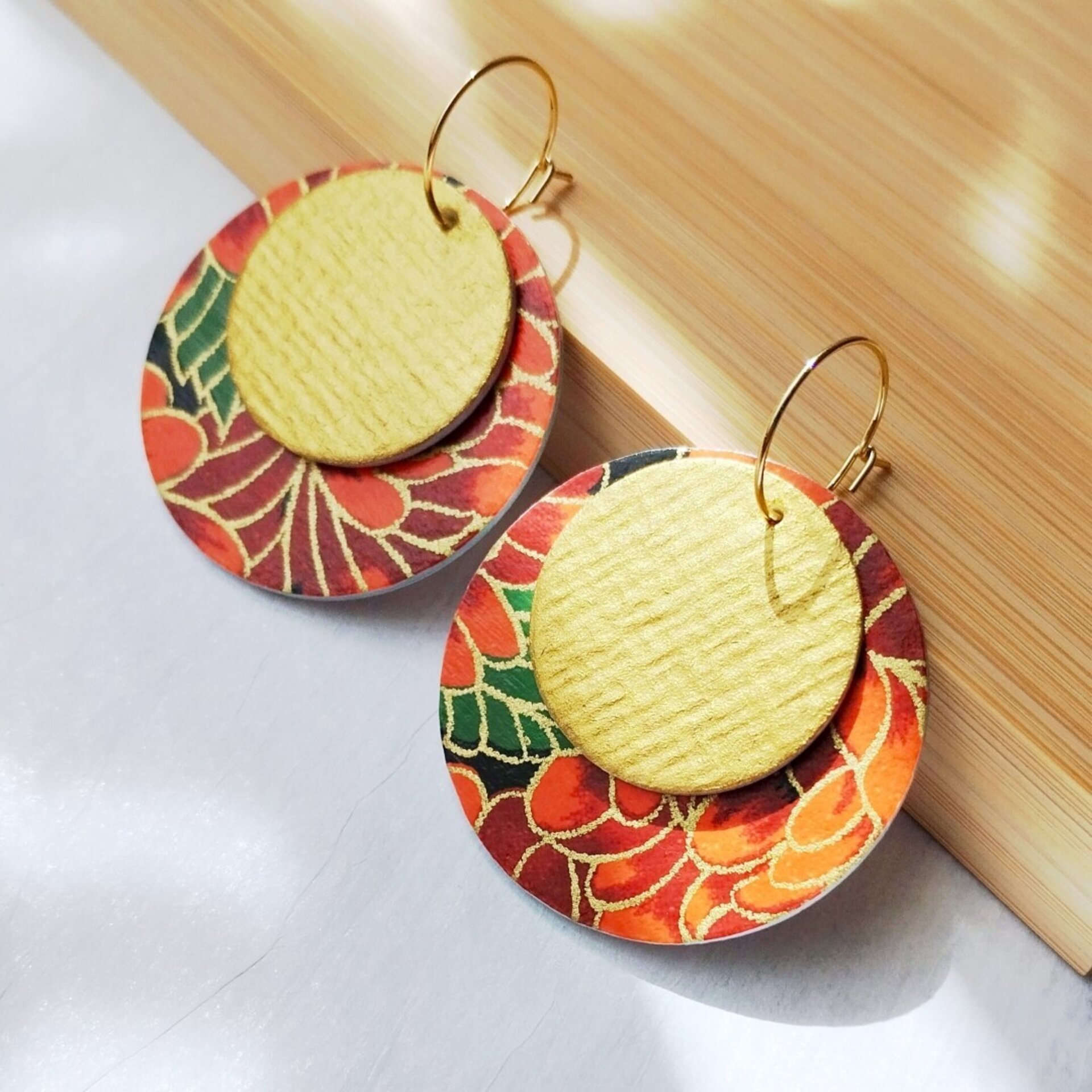 MEISSA | Pendientes grandes de aro con círculos combinables de papel - 2